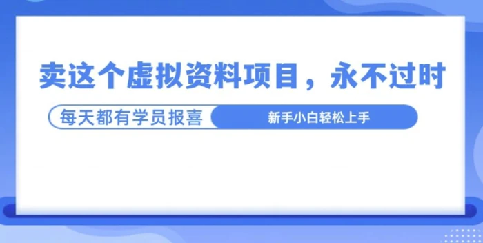 卖这个虚拟资料，真的永不过时，坚持做下去，一定有结果-副业网