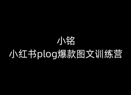 小铭-小红书plog爆款图文训练营，教你从0-1做小红书-副业网