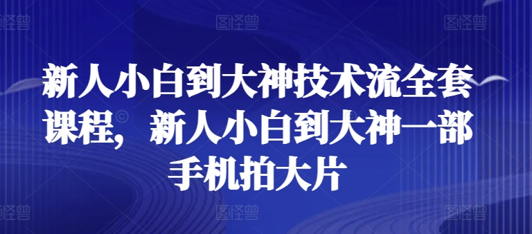 新人小白到大神技术流全套课程，新人小白到大神一部手机拍大片-副业网