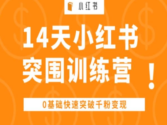 14天小红书突围训练营 ，0基础快速突破千粉变现-副业网