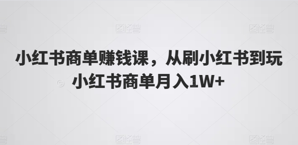 小红书商单赚钱课，从刷小红书到玩小红书商单月入1W+-副业网