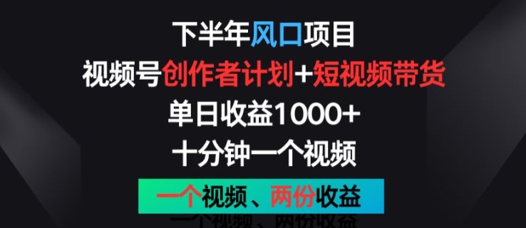 下半年风口项目，视频号创作者计划+视频带货，一个视频两份收益，十分钟一个视频【揭秘】-副业网