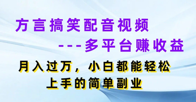 方言搞笑配音视频多平台赚收益，月入过w，小白都能轻松上手的简单副业-副业网