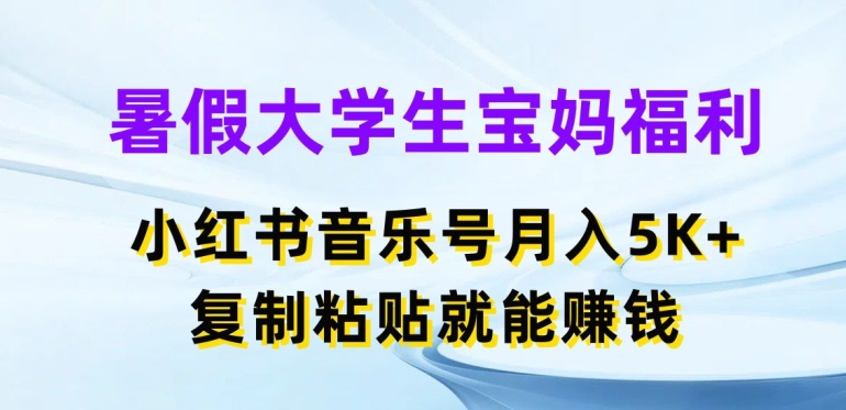 暑假大学生宝妈福利，小红书音乐号月入5000+，复制粘贴就能赚钱【揭秘】-副业网