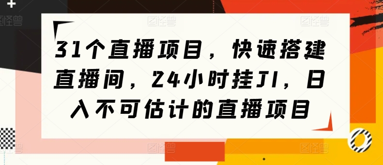 31个直播项目，快速搭建直播间，24小时挂JI，日入不可估计的直播项目-副业网