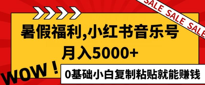 小红书音乐号月入5000+，0基础小白复制粘贴就能赚钱-副业网