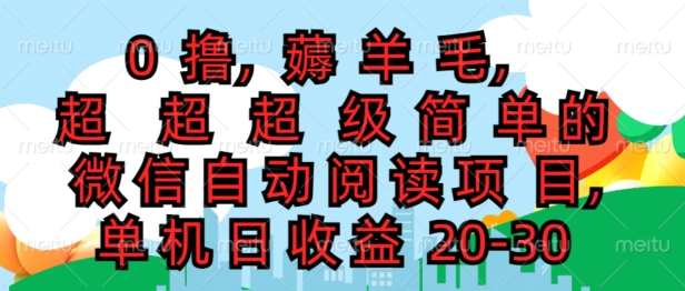 0撸薅羊毛，超级简单的微信自动阅读项目，单机日收益20-30-副业网