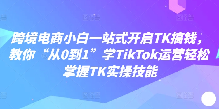 跨境电商小白一站式开启TK搞钱，教你“从0到1”学TikTok运营轻松掌握TK实操技能-副业网