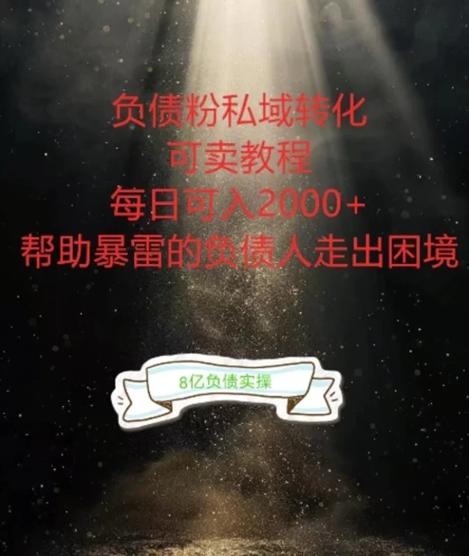 负债粉掘金计划，帮助负债者解决问题，债务规划，债务重组，最好的变现方式-副业网