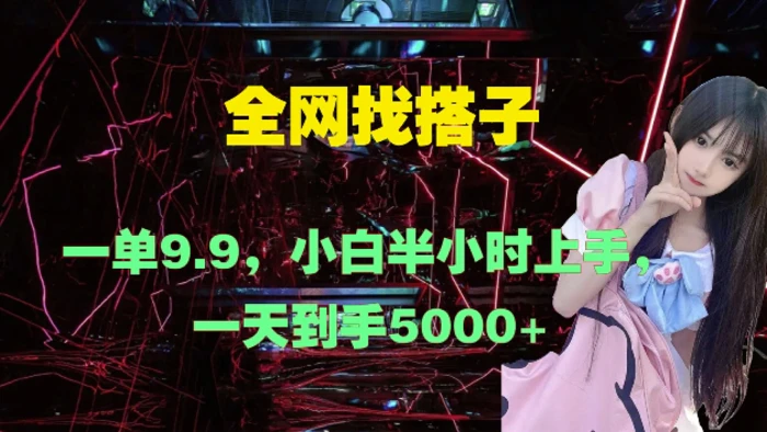 全网找搭子，一单9.9.小白半小时上手，一天到手几张-副业网