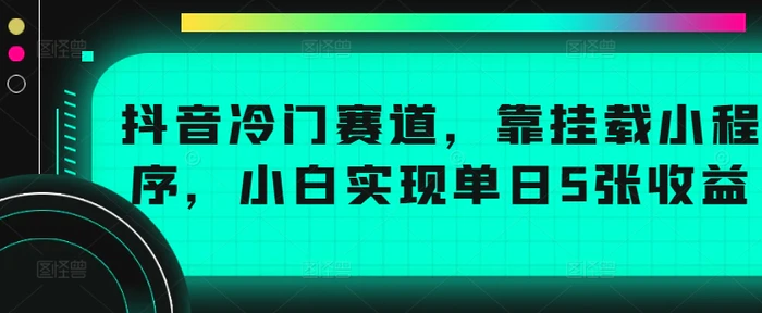 抖音冷门赛道，靠挂载小程序，小白实现单日5张收益-副业网
