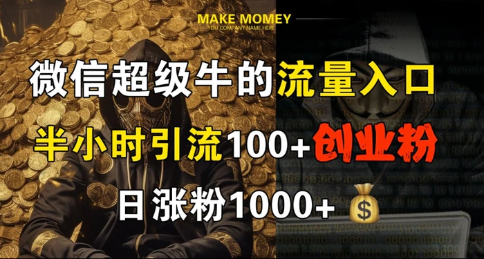 微信超级牛的流量入口，半小时引流100+创业粉，日涨粉1000+-副业网