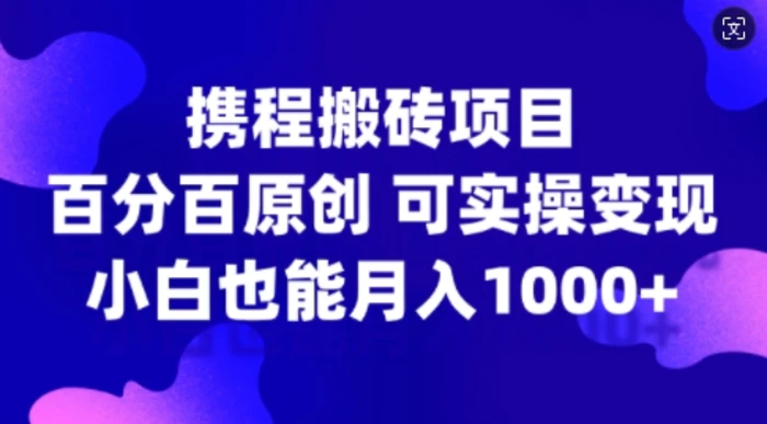 携程搬砖项目，百分百原创，可实操变现，新手小白月入1k+-副业网