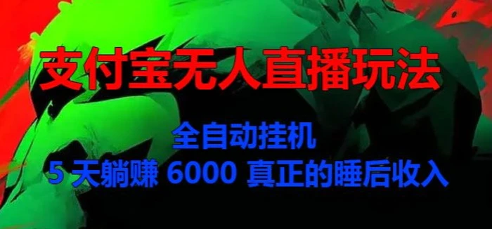 支付宝无人直播玩法，全自动挂JI，5天躺Z6000，真正的税后收入-副业网