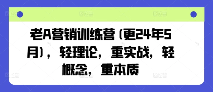 老A营销训练营(更24年10月)，轻理论，重实战，轻概念，重本质-副业网