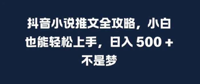 抖音小说推文全攻略，小白也能轻松上手，日入 5张+ 不是梦【揭秘】-副业网