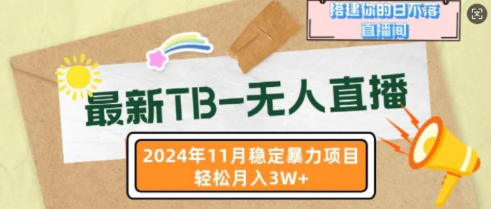 最新TB无人直播，2024年11月稳定暴力项目，搭建你的日不落直播间，轻松月入过W-副业网