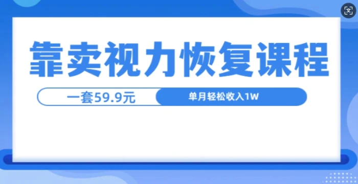 靠卖视力恢复教程一单59.9，单月变现1W，小白可复制-副业网