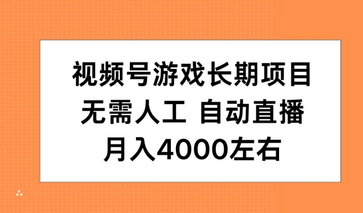 视频号游戏长期项目，无需人工，自动直播，月入4000左右-副业网