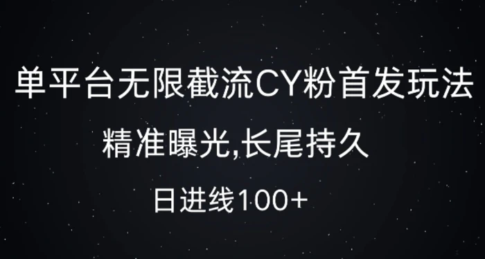 单平台无限截流创业粉首发玩法，精准曝光，长尾持久，日引流100+-副业网