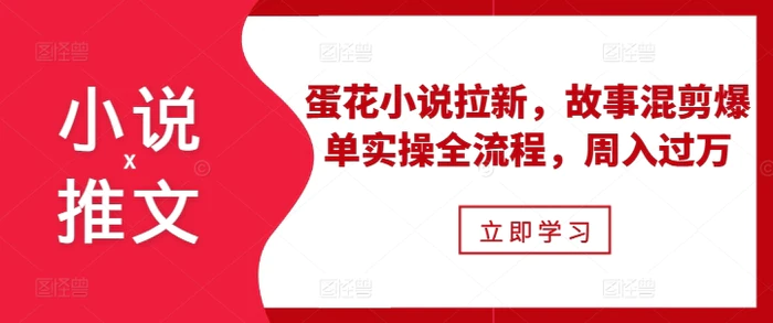 小说推文之蛋花小说拉新，故事混剪爆单实操全流程，周入过万-副业网