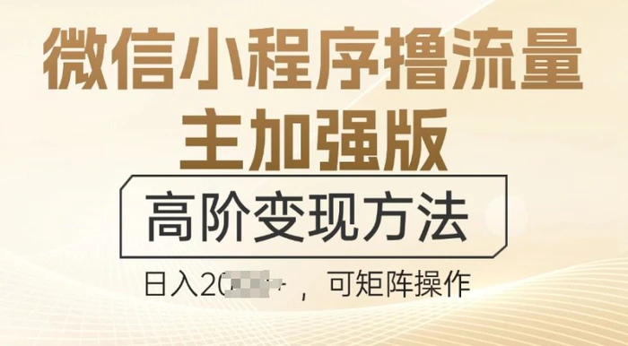微信小程序撸流量主加强版，高阶变现方法，日收益多张-副业网