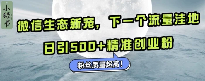 微信生态新宠小绿书：下一个流量洼地，日引500+精准创业粉，粉丝质量超高-副业网