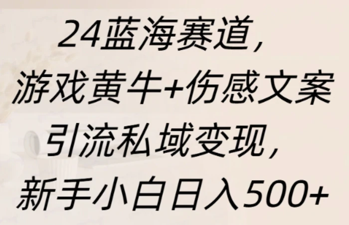 蓝海赛道，游戏黄牛+伤感文案引流私域变现，新手小白日入多张-副业网