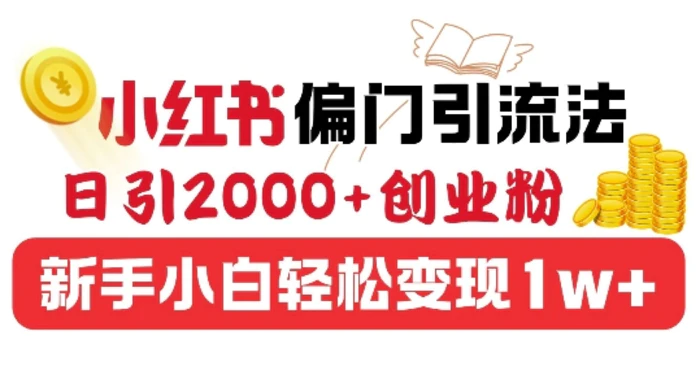 小红书偏门引流法，日引200+创业粉，新手小白轻松变现-副业网