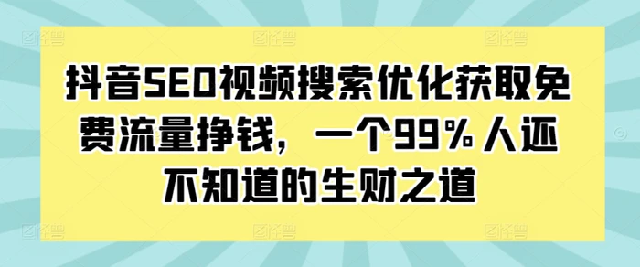 抖音SEO视频搜索优化获取免费流量挣钱，一个99%人还不知道的生财之道-副业网