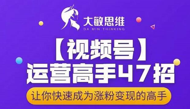 大敏思维-视频号运营高手47招，让你快速成为涨粉变现高手-副业网