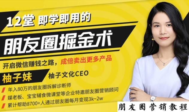 【营销必学】12堂学之即用的朋友圈掘金术：开启你的副业赚钱之路-副业网