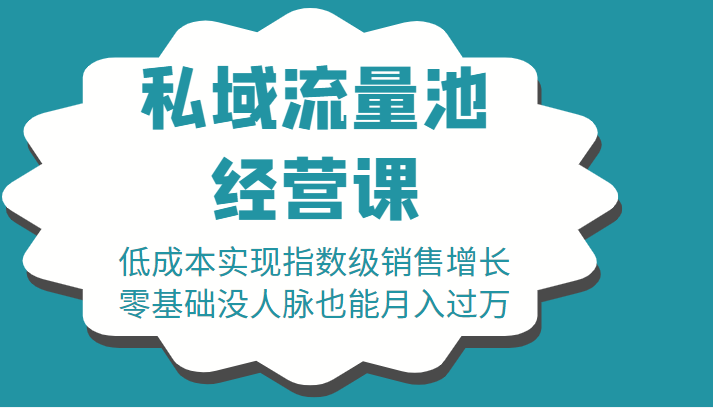 16堂私域流量池经营课：低成本实现指数级销售增长，零基础没人脉也能月入过万-副业网
