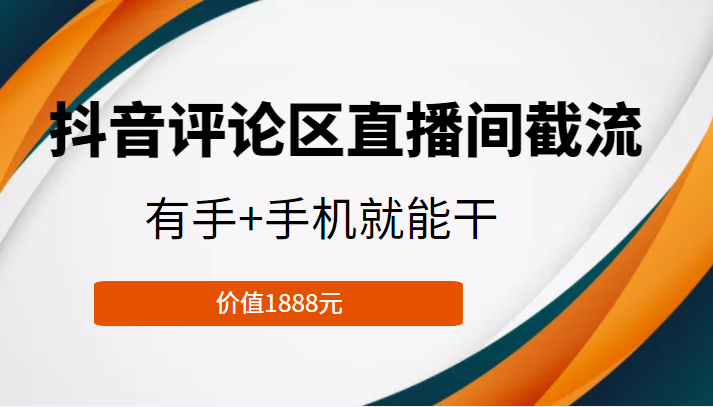 抖音评论区直播间截流，有手+手机就能干，门槛极低，模式可大量复制（价值1888元）-副业网