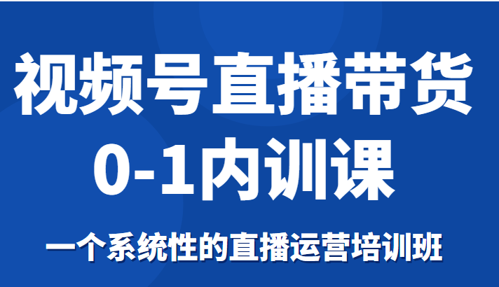 视频号直播带货0-1内训课，一个系统性的直播运营培训班-副业网