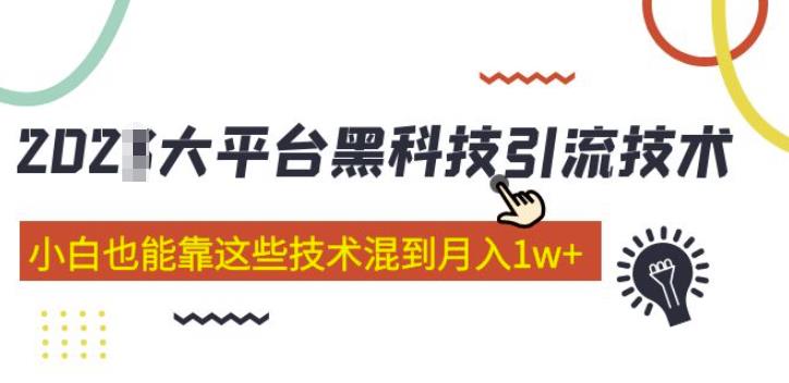 大平台黑科技引流技术，小白也能靠这些技术混到月入1w+(2022年的课程）-副业网