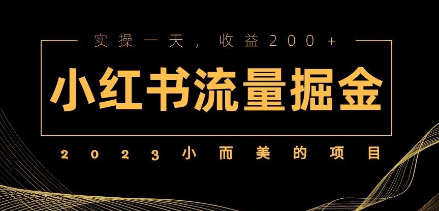 2023小而美的项目，小红书流量掘金，实操一天，收益200+【揭秘】-副业网