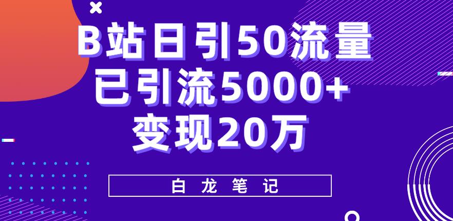 B站日引50+流量，实战已引流5000+变现20万，超级实操课程-副业网