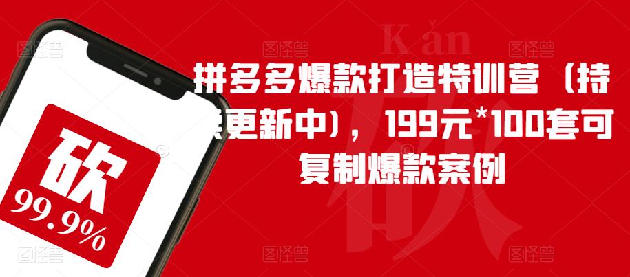 拼多多爆款打造特训营（持续更新中)，199元*100套可复制爆款案例-副业网