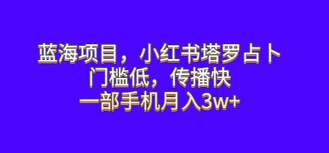 蓝海项目，小红书塔罗占卜，门槛低，传播快，一部手机月入3w+【揭秘】-副业网