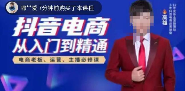 高雄哥·抖音电商从入门到精通，​从账号、流量、人货场、主播、店铺五个方面全面解析抖音电商核心逻辑-副业网