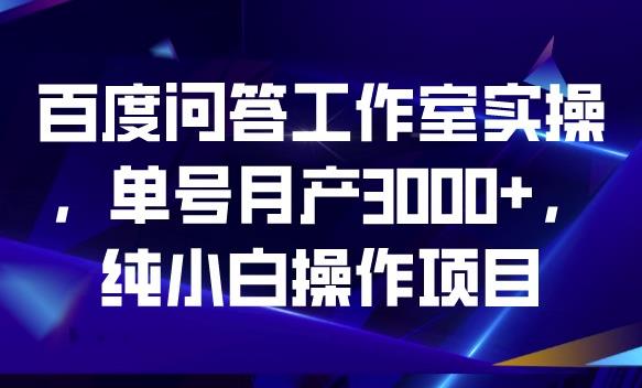 百度问答工作室实操，单号月产3000+，纯小白操作项目【揭秘】-副业网