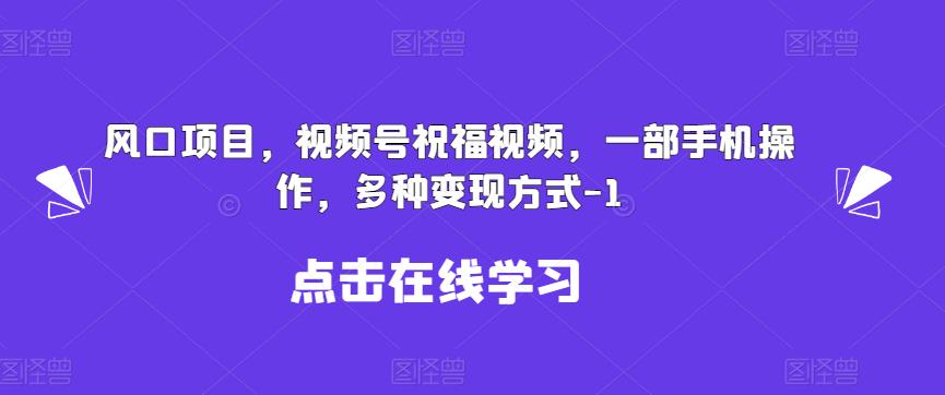 新风口项目，视频号祝福视频，一部手机操作，多种变现方式【揭秘】-副业网