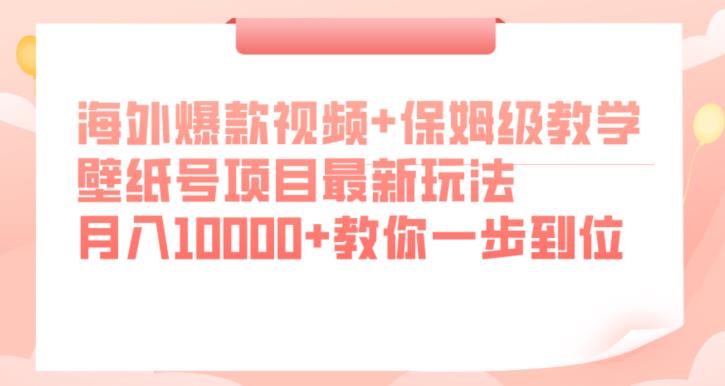 海外爆款视频+保姆级教学，壁纸号项目最新玩法，月入10000+教你一步到位【揭秘】-副业网