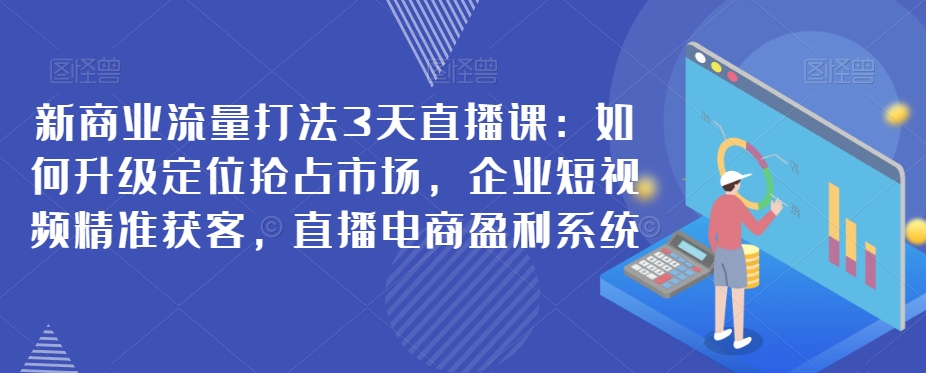 新商业流量打法3天直播课：如何升级定位抢占市场，企业短视频精准获客，直播电商盈利系统-副业网
