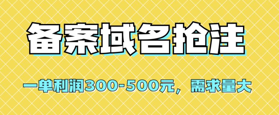 【全网首发】备案域名抢注，一单利润300-500元，需求量大-副业网