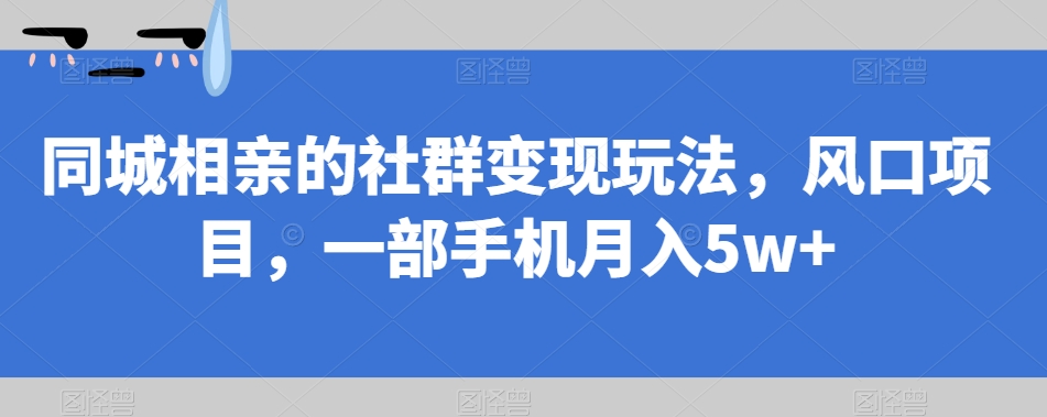 同城相亲的社群变现玩法，风口项目，一部手机月入5w+【揭秘】-副业网