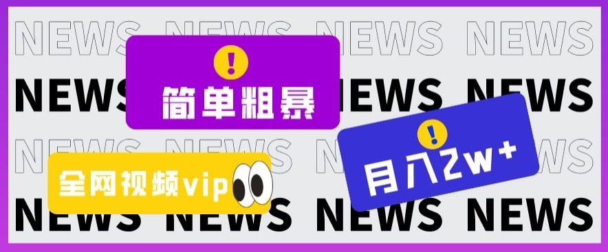 简单粗暴零成本，高回报，全网视频VIP掘金项目，月入2万＋【揭秘】-副业网