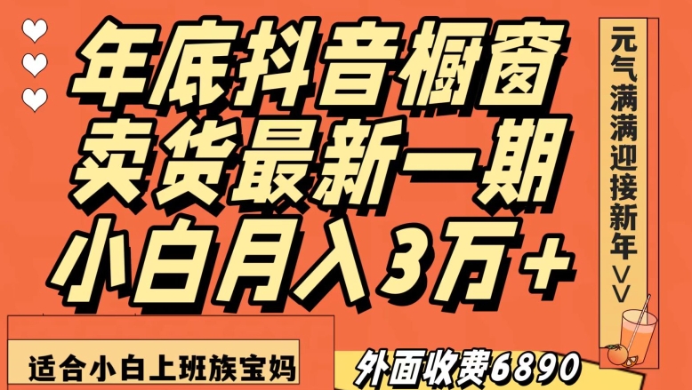 外面收费6890元年底抖音橱窗卖货最新一期，小白月入3万，适合小白上班族宝妈【揭秘】-副业网