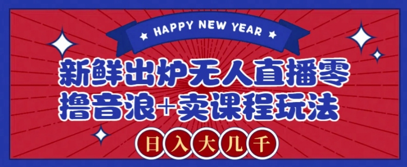 2024最新无人直播零撸音浪+卖课程玩法，日入大几千不是梦【揭秘】-副业网